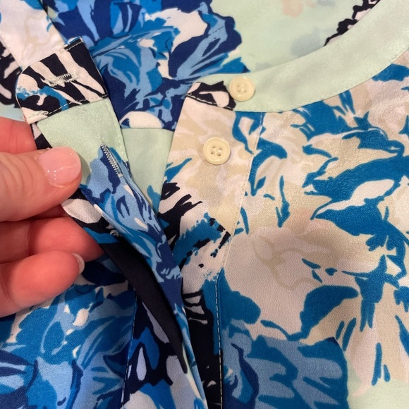 J. Crew Hydrangea Print Polyester Shell - 10 Petite - Picture 3 of 7